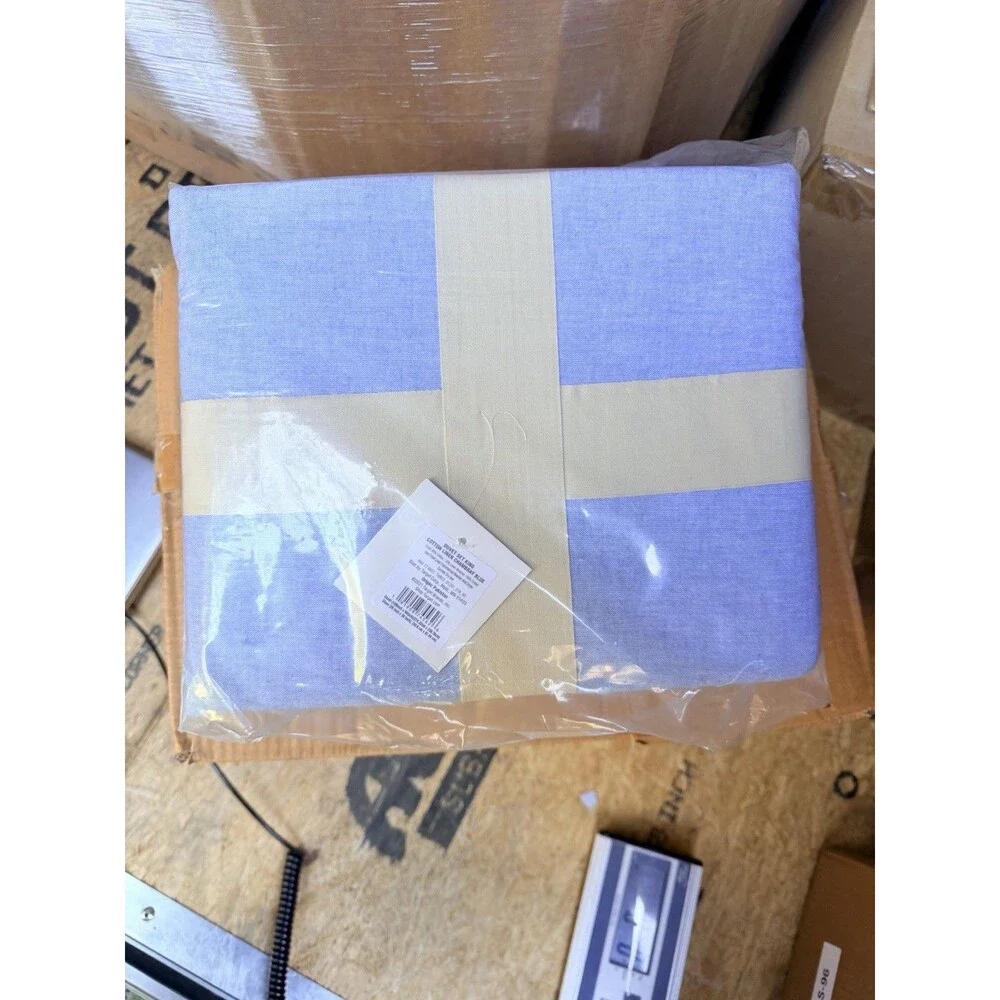 Threshold King Cotton Linen Chambray Duvet Cover Sham Set Blue New
